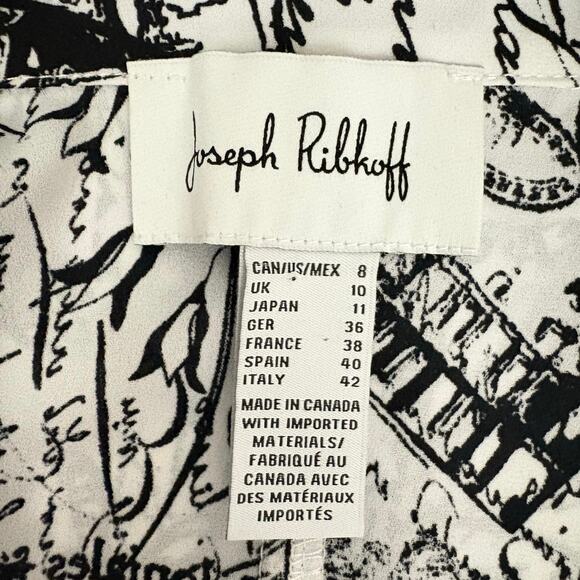 Joseph Ribkoff City Print Button Up Shirt Black & White Sz 8 Style 222173 - Picture 5 of 7